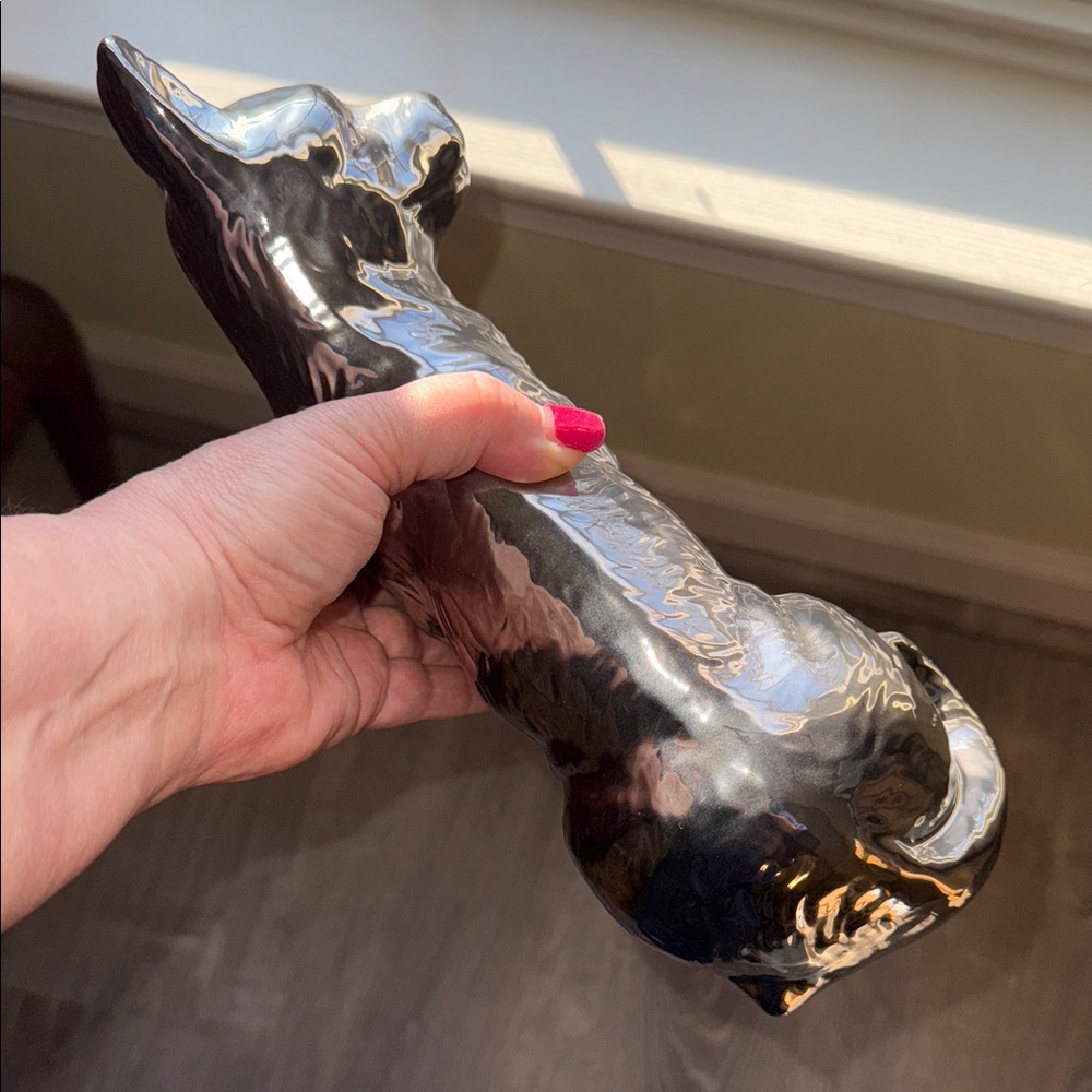 Elegant Silver Tone 11 inch Ceramic Dog Sculpture - Picture 11 of 11